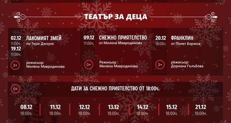 Програма Театър – месец Декември